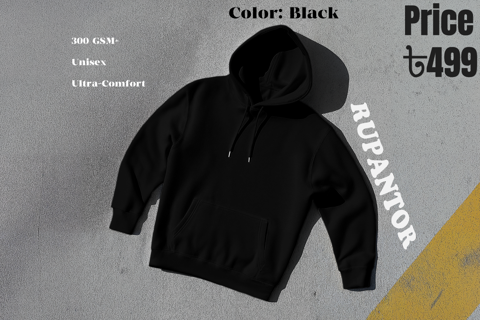 Black Solid Hoodie