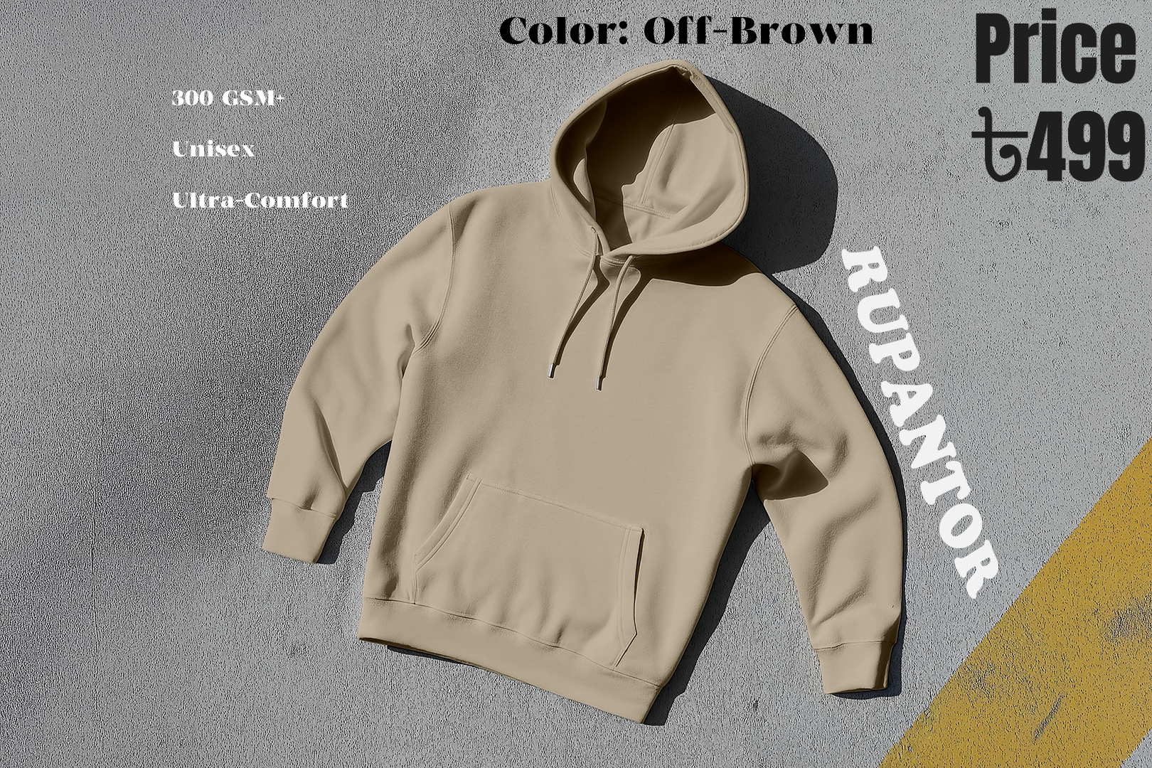 Off-Brown Solid Hoodie