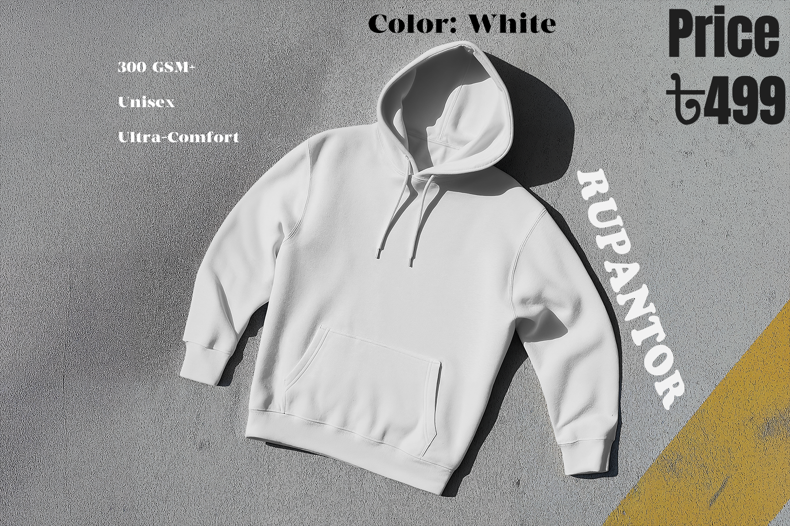 White Solid Hoodie